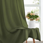 HOMEIDEAS Non-See-Through Olive Green Privacy Sheer Curtains, 52 X 96 Inches - Image 6