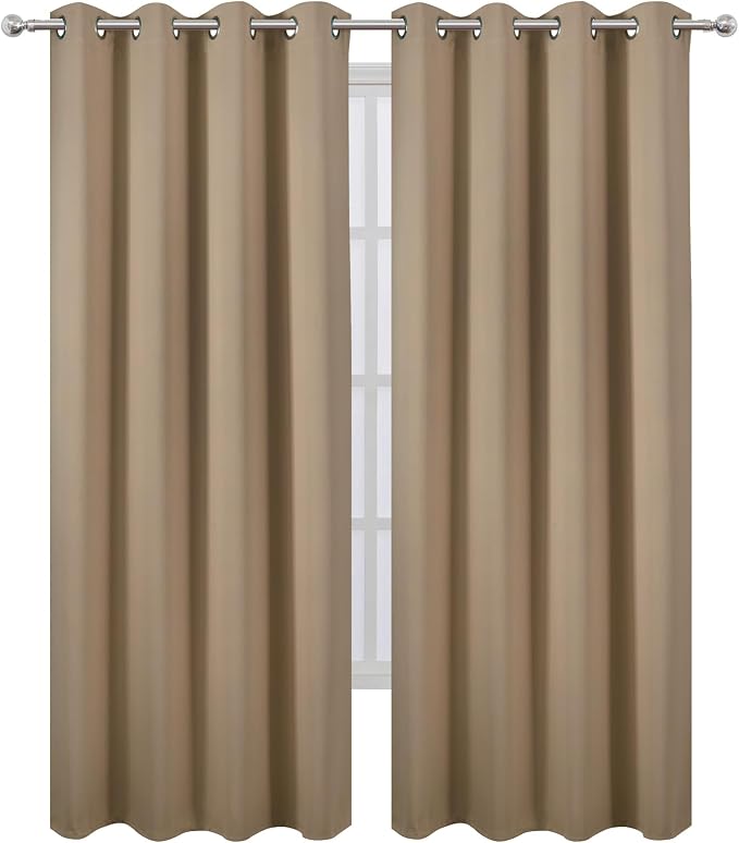 LEMOMO Blackout Curtains 52 x 90 inches Long Natural Curtains Set of 2 Panels - Image 2