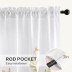 HOMEIDEAS Non-See-Through Gold and White Privacy Sheer Curtains 52 X 63 Inch - Image 5