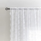 YJ YANJUN Vintage Lace Curtains White Sheer Curtains 96 inches Long 2 Panels - Image 2