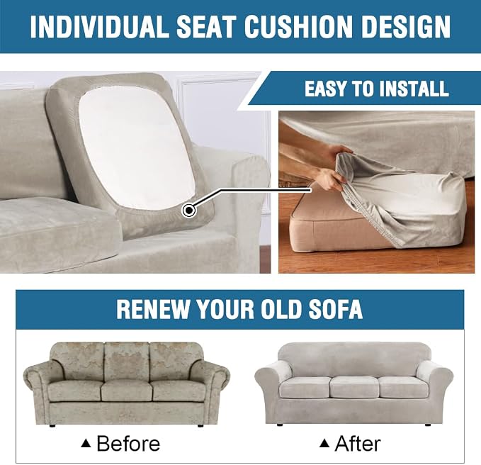 H.VERSAILTEX Rich Polyester Spandex Blend 2 Piece Cover Chair Slipcover Sofa - Image 5