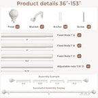 Antique White Curtain Rods for Windows 72 to 144 Inch, Adjustable Vintage - Image 5
