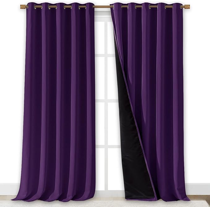 NICETOWN Total Shade Curtains and Draperies, Royal Purple, Package of 2 - Image 2
