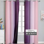 Ombre Pink and Purple Blackout Curtains 84 Inches Long, Full Room Darkening - Image 2