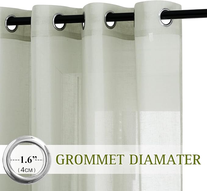 NICETOWN Privacy Semi Sheer Linen Curtains Extra Long 108" Long, Grommet Linen - Image 2