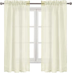 DWCN Ivory Sheer Curtains Semi Transparent Voile Rod Pocket Curtains - Image 9