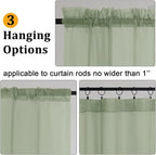 Gwine Sage Green Sheer Curtains 96 Inches Long 2 Panels, Elegant Window - Image 3