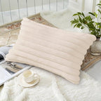 decorUhome Summer Cozy Faux Fur Throw Pillow Covers 12x20 Set of 2 Decorative - Image 4