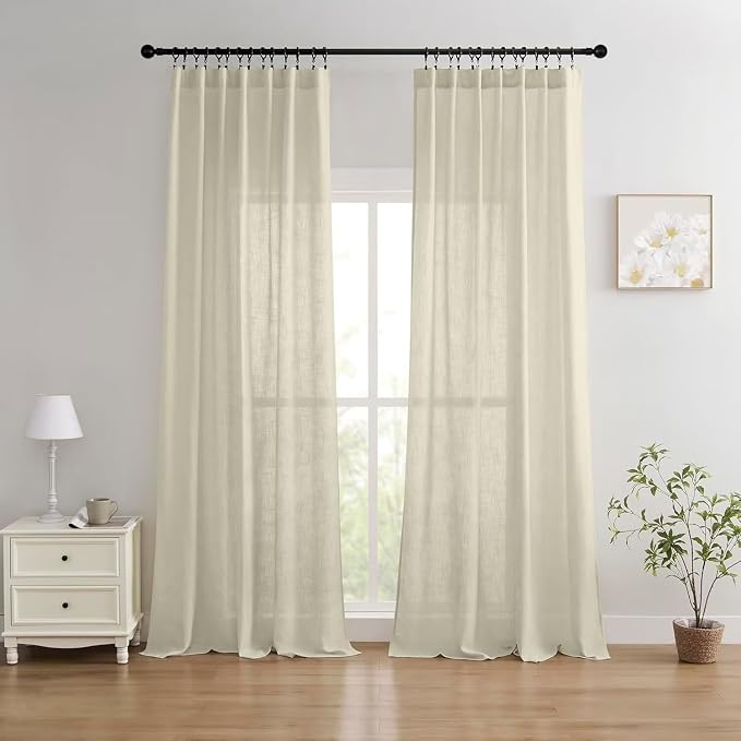 Joydeco Linen Curtains 90 Inch Length 2 Panels Set by JOYDECO