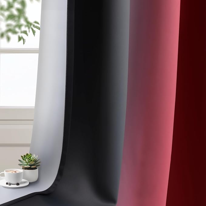 Yakamok Blackout Ombre Burgundy and Black Curtains - Image 8