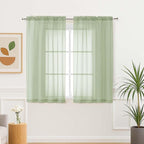 Aiyufeng Light Green Sheer Curtains 54 Inch Length 2 Panels Set by Aiyufeng