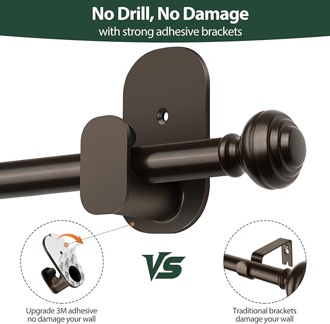 KAMANINA 2 Pack Curtain Rods No Drilling - Image 5