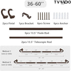 TVWOO Bronze Wrap Around Curtain Rods:5/8 Inch Blackout Adjustable Window - Image 8