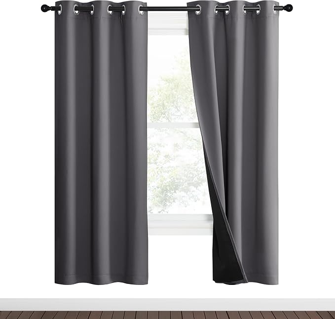 NICETOWN Grey Full Shade Curtain Panels, Pair of Thermal Insulated & Energy by NICETOWN