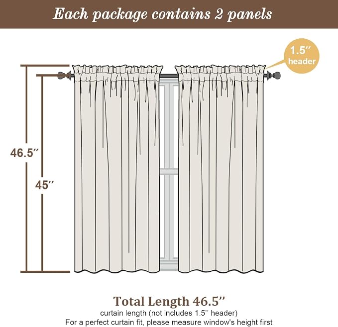 Chyhomenyc Lime Sheer Curtains 45 Inch Long 2 Panels, Light Filtering Short - Image 3