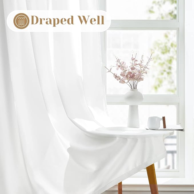 HOMEIDEAS Non-See-Through White Privacy Sheer Curtains 52 X 84 Inches Long 2 - Image 7