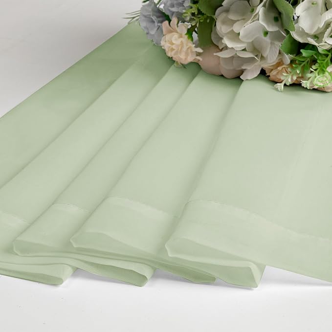 OVZME Light Green Sheer Curtains 54 Inches Long 2 Panels - Image 7