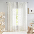 YJ YANJUN Vintage Lace Curtains Ivory Floral 105 inch Curtains 2 Panels by YJYANJUN