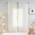 YJ YANJUN Vintage Lace Curtains Elegant Flower Off White 132 inch Curtains 1 - Image 2
