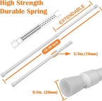 KXLife 2 Pack 5/8" Spring Tension Curtain Rod, Adjustable Tension Rods White 18 - Image 2