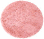 Goolela Pink Circle Rug 4ft for Girls Bedroom Round Fuzzy Fluffy Faux Fur by Goolela