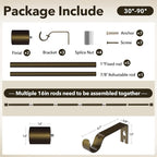 IFELS Heavy Duty Curtain Rods for Windows 48 to 84 Inch, 1 Inch Bronze Curtain - Image 7