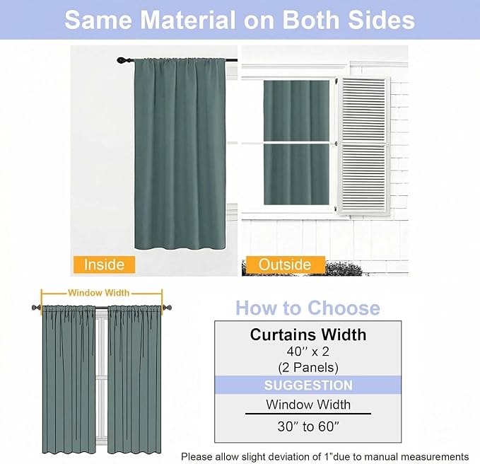 Simplebrand Ava Dark Green Short 36 Inches Blackout Curtain 2 Panels Set - Image 9