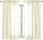 DWCN Ivory Sheer Curtains Semi Transparent Voile Rod Pocket Curtains - Image 9