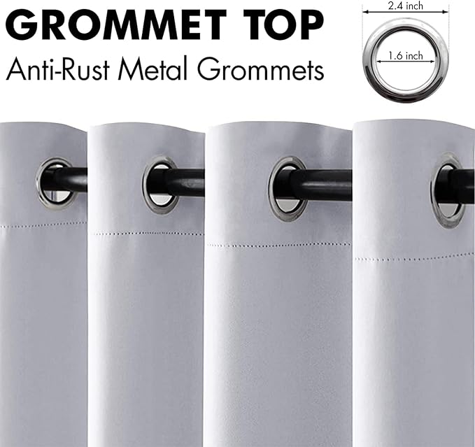 MIULEE Blackout Door Curtain Set of 2, 34 x 80 Inch Greyish White Thermal - Image 8