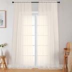 Extra Long Sheer Cream Curtains by WelvetBLK