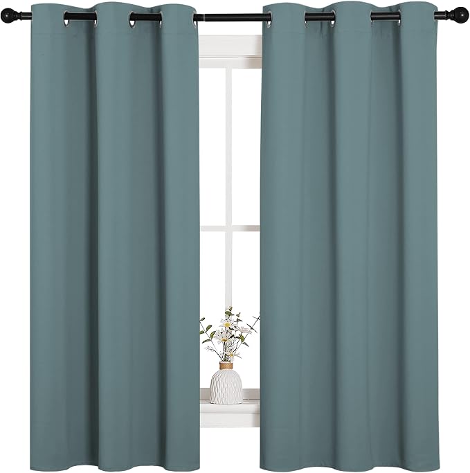 NICETOWN Modern Greyish Blue Blackout Curtains Noise Reducing, Thermal - Image 2