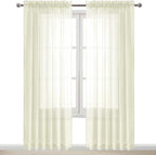 DWCN Ivory Sheer Curtains Semi Transparent Voile Rod Pocket Curtains by DWCN