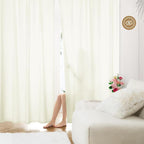 HOMEIDEAS Non-See-Through Ivory Privacy Sheer Curtains, 52 X 96 Inches Long 2 by HOMEIDEAS