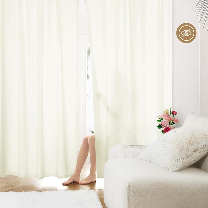 HOMEIDEAS Non-See-Through Ivory Privacy Sheer Curtains, 52 X 96 Inches Long 2 by HOMEIDEAS