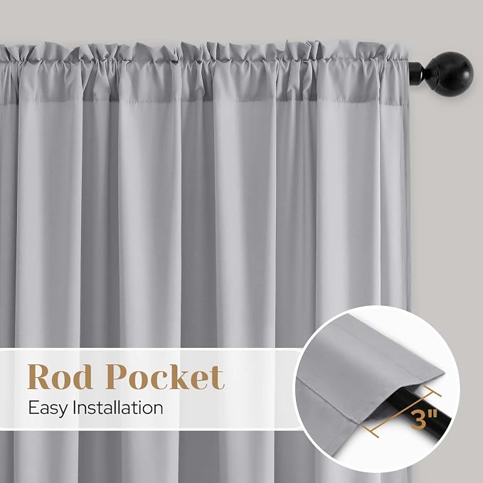 HOMEIDEAS Non-See-Through Light Grey Privacy Sheer Curtains, 52 X 84 Inches - Image 5