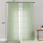 Extra Long Sheer Light Green Curtains - Image 2