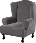 H.VERSAILTEX Wingback Chair Covers Velvet Plush Wing Chair Slipcover 1 Piece by HVERSAILTEX