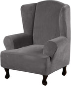 H.VERSAILTEX Wingback Chair Covers Velvet Plush Wing Chair Slipcover 1 Piece by HVERSAILTEX