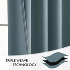 MIULEE Greyish Blue Back Tab Blackout Curtain 96 Inch Long 2 Panels Set - Image 7