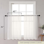 Cafe Curtains 36 Inch Length Tier 2 Pieces, Modern Soft Airy Sheer Kitchen - Image 2