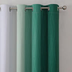 Estelar Textiler Green and Greyish White Gradient Blackout Curtains - Image 4