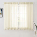 MIULEE Short Sheer Curtains 45 Inches Long, Light Cream Light Filtering Voile by MIULEE