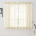 MIULEE Short Sheer Curtains 45 Inches Long, Light Cream Light Filtering Voile by MIULEE