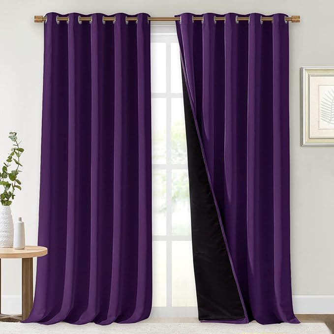 NICETOWN Total Shade Curtains and Draperies, Royal Purple, Package of 2 by NICETOWN