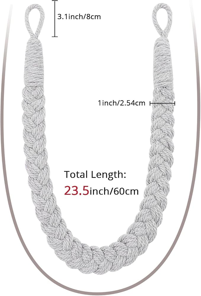 NICEEC 4 Pack Natural Cotton Rope Curtain Tiebacks Elegant Boho Style - Image 3