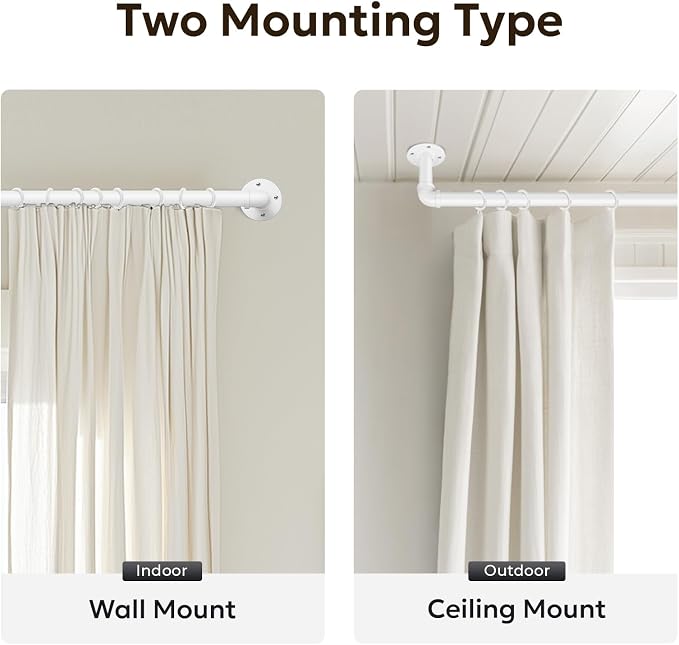 Zeerobee Curtain Rods for Windows 66 to 120, 1 Inch Industrial Wrap Around - Image 5