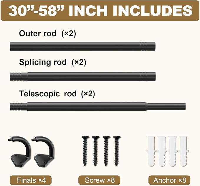 GXOACKJ Black Wrap Around Curtain Rods - Image 5