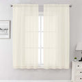Lecloud Cream Sheer Curtains 68 Inch Length 2 Pcs, Light Filtering Bedroom by Lecloud