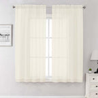Lecloud Cream Sheer Curtains 68 Inch Length 2 Pcs, Light Filtering Bedroom by Lecloud