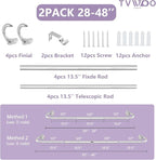 TVWOO Silver Wrap Around Curtain Rods 2Pack:Small Blackout Adjustable Window - Image 8